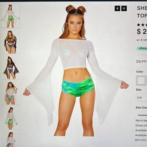 Sheer mesh lace bell long sleeve gypsy top